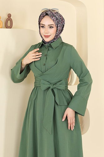 moda selvim Dress 202ART1138 Khaki - Thumbnail