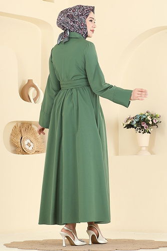 moda selvim الفستان اخضر عفني 202ART1138 - Thumbnail