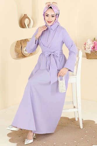 moda selvim الفستان ليلكي 202ART1138 - Thumbnail