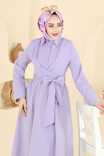 moda selvim الفستان ليلكي 202ART1138 - Thumbnail