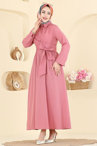 moda selvim Dress 202ART1138 Rose Dried - Thumbnail