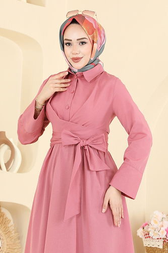 moda selvim Dress 202ART1138 Rose Dried - Thumbnail