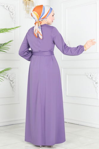 moda selvim Dress 202DVL817 Lilac - Thumbnail