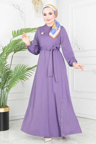 moda selvim Dress 202DVL817 Lilac - Thumbnail