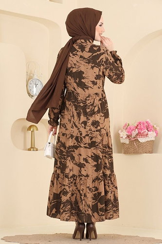 moda selvim Dress 202NZRK1200 Brown - Thumbnail