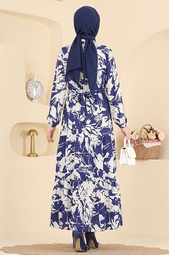 moda selvim Dress 202NZRK1200 Saxe - Thumbnail