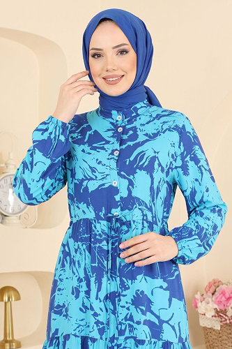 moda selvim Dress 202NZRK1200 Turquoise - Thumbnail