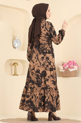 moda selvim Dress 202NZRK1200 Vision&Black - Thumbnail