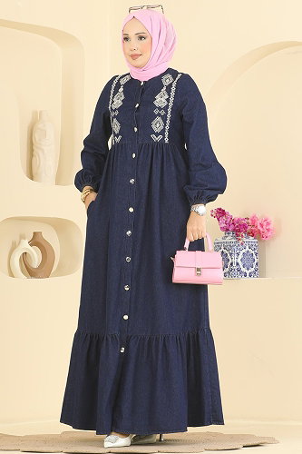 moda selvim Dress 202ZNEK1216 Dark Denim - Thumbnail