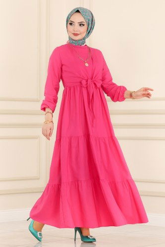 moda selvim Dress 2030KTR750 Fuchsia - Thumbnail