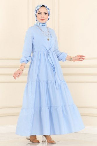 moda selvim Dress 2030KTR750 Ice Blue - Thumbnail