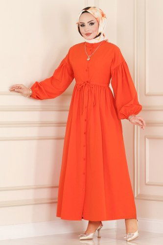moda selvim Dress 2031KTR750 Orange - Thumbnail
