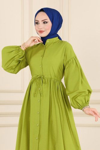 moda selvim Dress 2031KTR750 Pistachio Green - Thumbnail