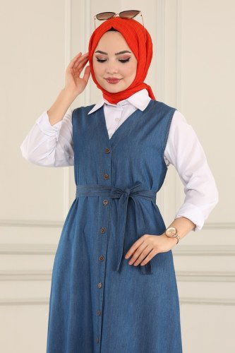 moda selvim Dress 2031TRT545 Dark Denim - Thumbnail