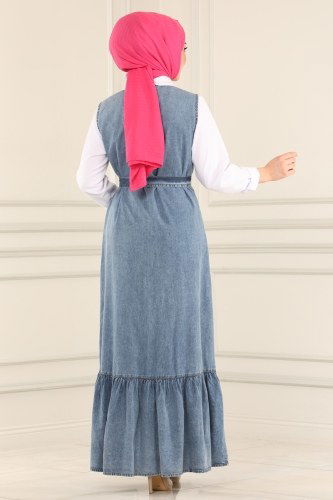 moda selvim Dress 2031TRT545 Light Denim - Thumbnail
