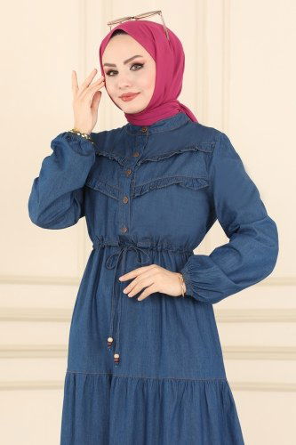 moda selvim Dress 2034TRT545 Denim - Thumbnail