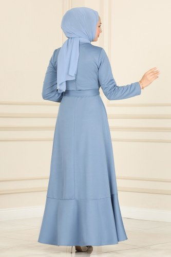 moda selvim Dress 2038KTR750 Ice Blue - Thumbnail