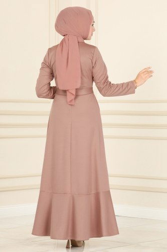 moda selvim Dress 2038KTR750 Powder Mink - Thumbnail