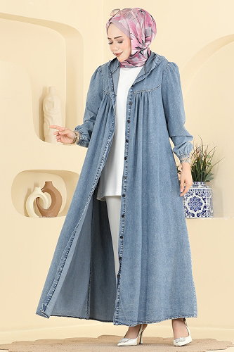 moda selvim Dress 203ZNEK1216 Light Denim - Thumbnail