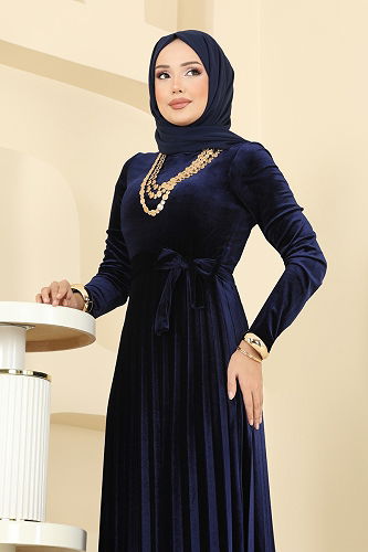 moda selvim Dress 2047MEY846 Navy Blue - Thumbnail