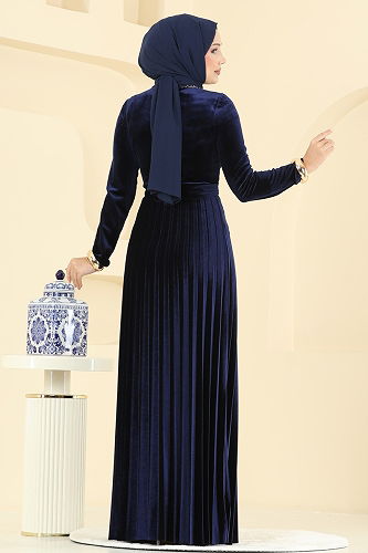 moda selvim Dress 2047MEY846 Navy Blue - Thumbnail