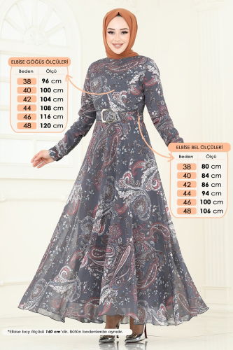 moda selvim Dress 204AL357 Anthracite - Thumbnail