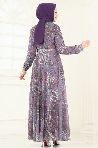 moda selvim Dress 204AL357 Lilac - Thumbnail