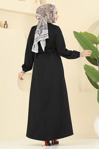moda selvim Dress 2052ERK1158 Black - Thumbnail