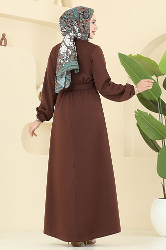 moda selvim Dress 2052ERK1158 Brown - Thumbnail