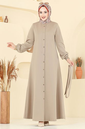 moda selvim Dress 2052ERK1158 Stone - Thumbnail