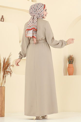 moda selvim الفستان بيج 2052ERK1158 - Thumbnail