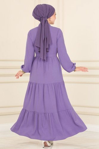moda selvim Dress 2062BLL803 Lilac - Thumbnail