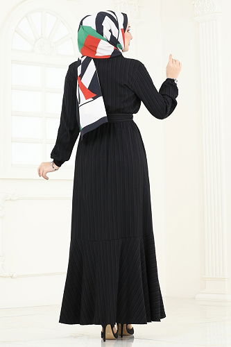 moda selvim Dress 2065PM271 Black - Thumbnail