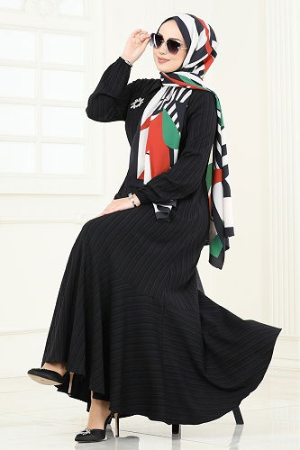 moda selvim Dress 2065PM271 Black - Thumbnail