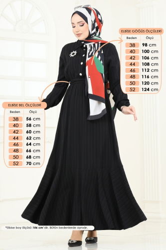 moda selvim Dress 2065PM271 Black - Thumbnail