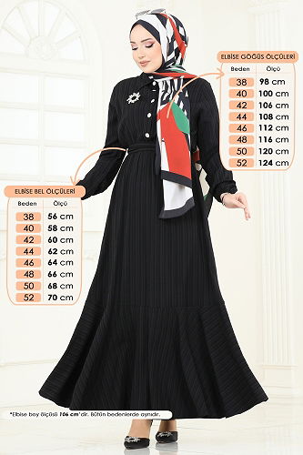 moda selvim Dress 2065PM271 Black - Thumbnail