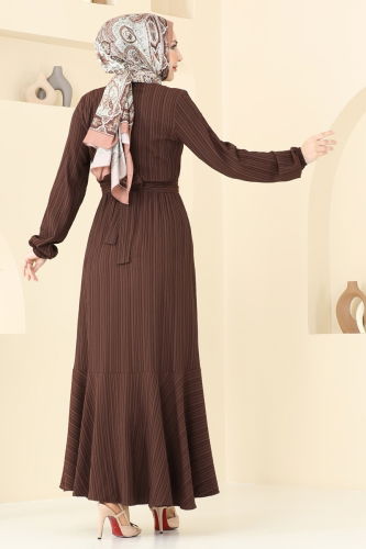 moda selvim Dress 2065PM271 Brown - Thumbnail