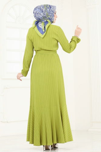 moda selvim Dress 2065PM271 Oil Green - Thumbnail