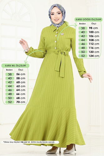 moda selvim Dress 2065PM271 Oil Green - Thumbnail