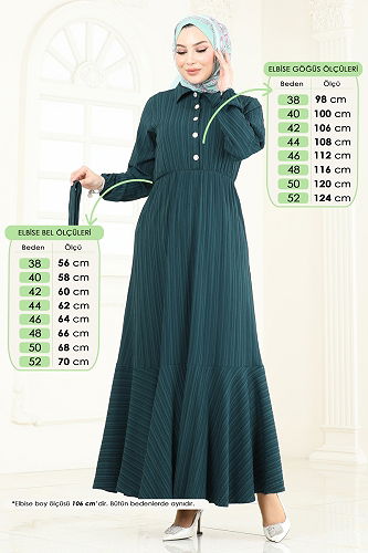 moda selvim الفستان بترولي 2065PM271 - Thumbnail