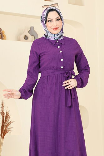 moda selvim Dress 2065PM271 Purple - Thumbnail