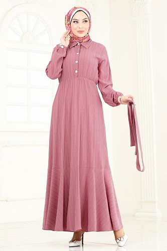 moda selvim Dress 2065PM271 Rose Dried - Thumbnail