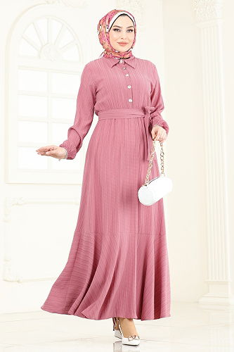 moda selvim Dress 2065PM271 Rose Dried - Thumbnail