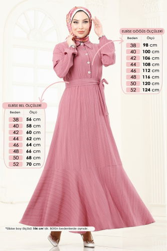 moda selvim Dress 2065PM271 Rose Dried - Thumbnail