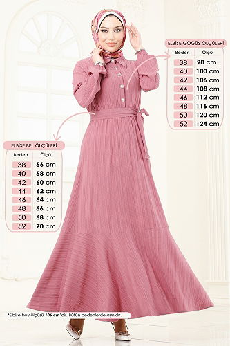 moda selvim الفستان وردي 2065PM271 - Thumbnail