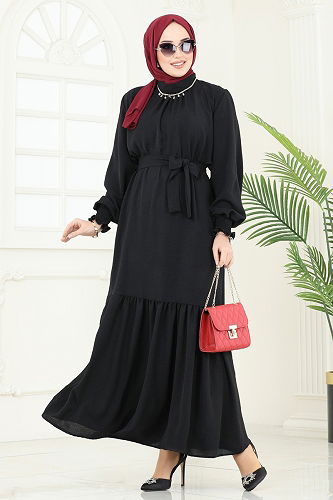 moda selvim Dress 2068MP806 Black - Thumbnail