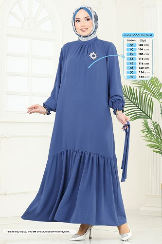 moda selvim الفستان ازرق 2068MP806 - Thumbnail