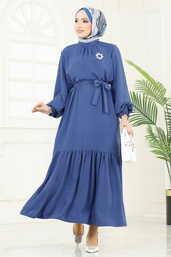 moda selvim الفستان ازرق 2068MP806 - Thumbnail