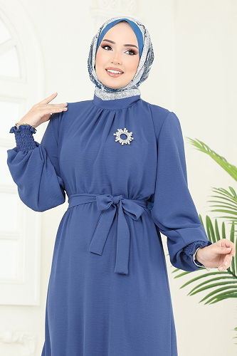 moda selvim الفستان ازرق 2068MP806 - Thumbnail