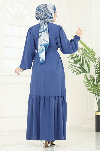 moda selvim الفستان ازرق 2068MP806 - Thumbnail